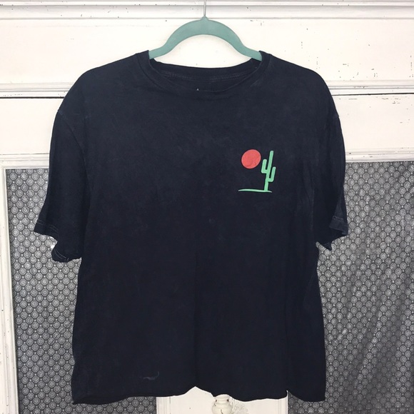 Navy Blue Cropped Cactus Tee - Picture 1 of 4
